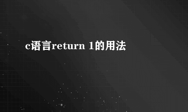 c语言return 1的用法