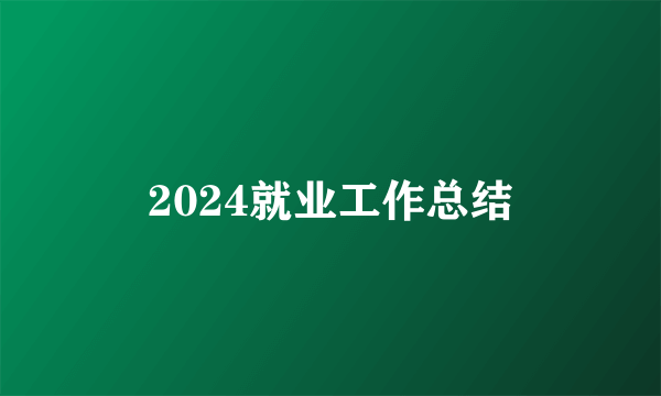 2024就业工作总结