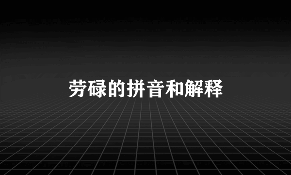 劳碌的拼音和解释