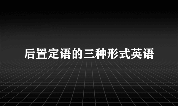 后置定语的三种形式英语