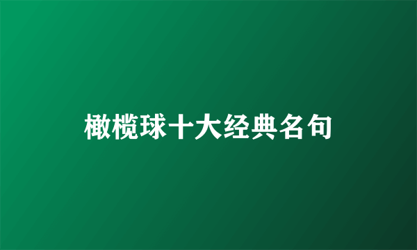 橄榄球十大经典名句