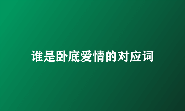 谁是卧底爱情的对应词