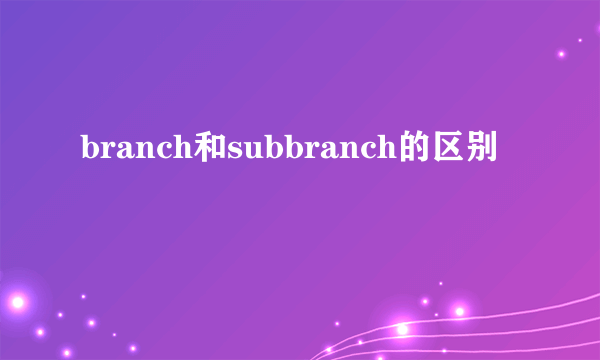 branch和subbranch的区别