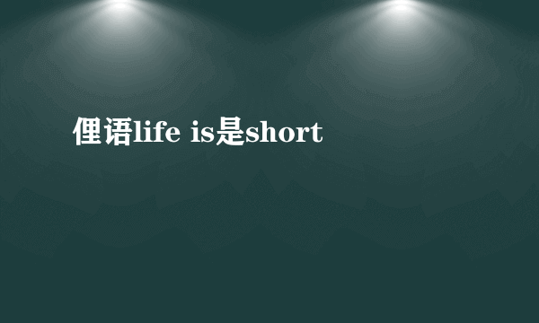 俚语life is是short