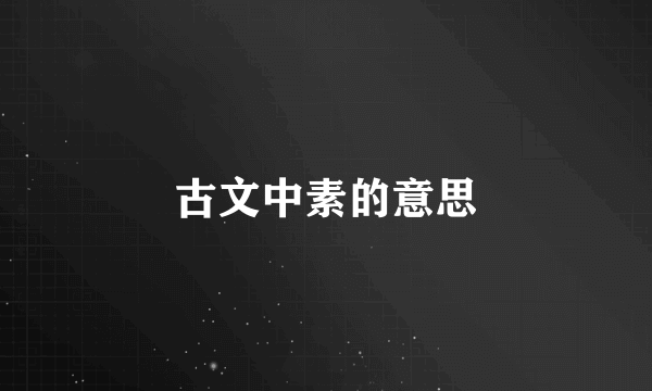 古文中素的意思
