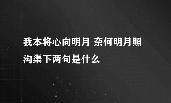 我本将心向明月 奈何明月照沟渠下两句是什么