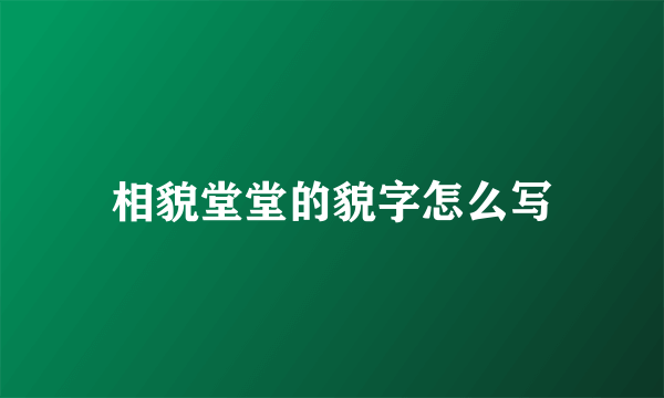 相貌堂堂的貌字怎么写
