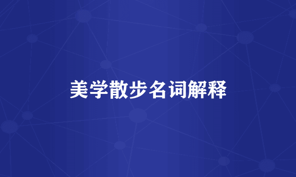 美学散步名词解释