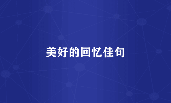 美好的回忆佳句