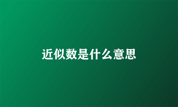 近似数是什么意思