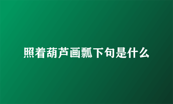 照着葫芦画瓢下句是什么