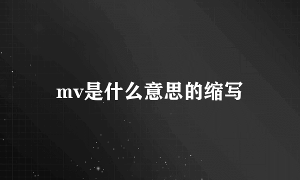 mv是什么意思的缩写