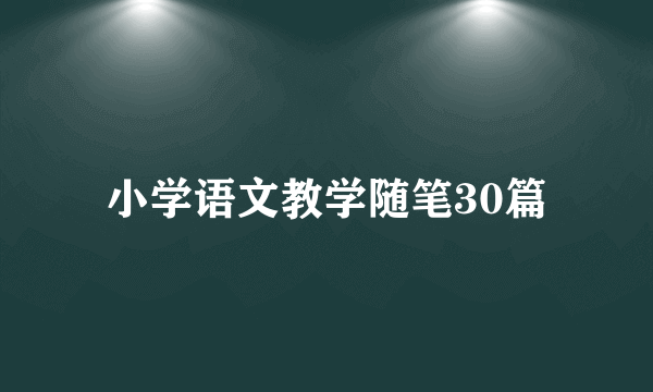 小学语文教学随笔30篇