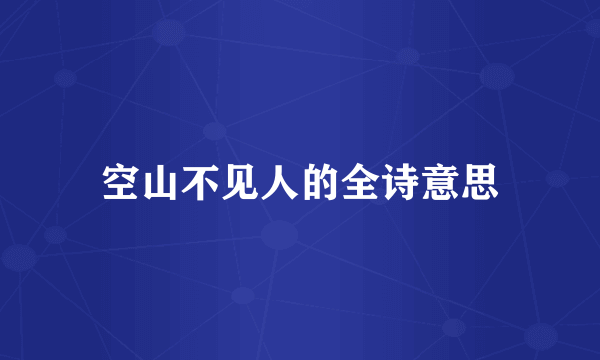 空山不见人的全诗意思