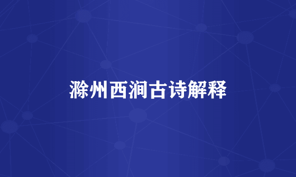 滁州西涧古诗解释