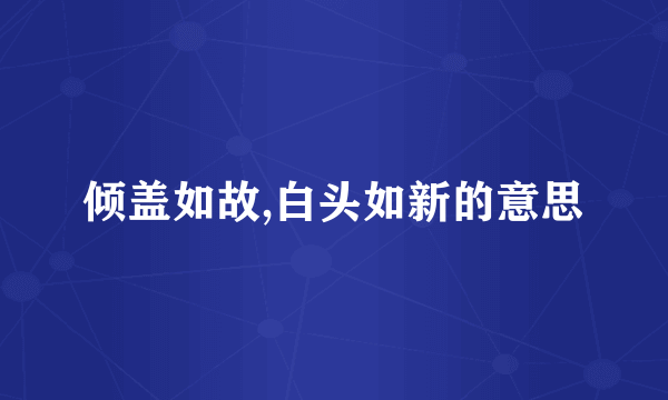倾盖如故,白头如新的意思