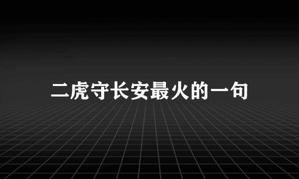 二虎守长安最火的一句