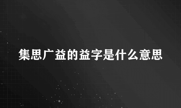 集思广益的益字是什么意思