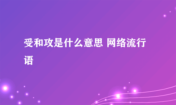 受和攻是什么意思 网络流行语