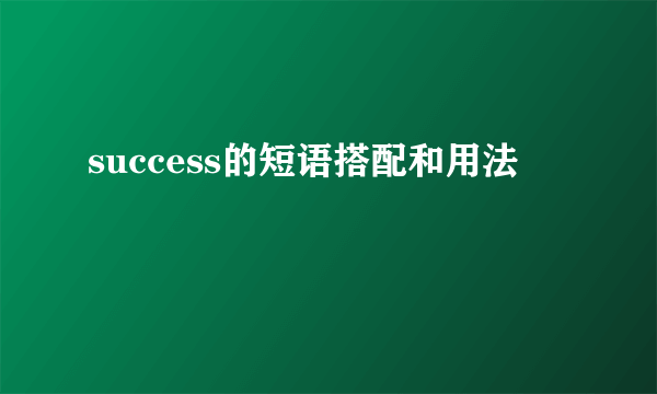success的短语搭配和用法