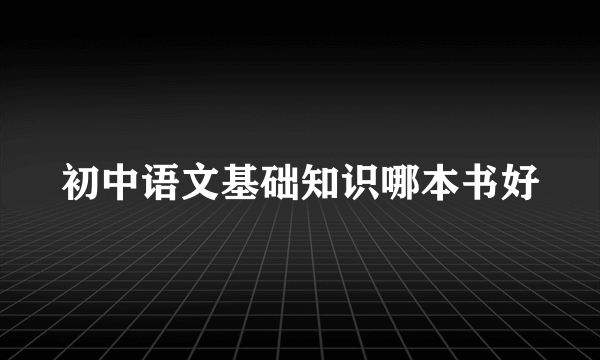 初中语文基础知识哪本书好