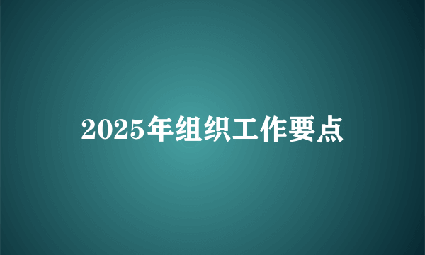 2025年组织工作要点