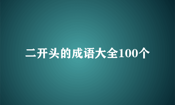 二开头的成语大全100个
