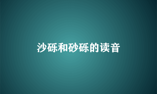 沙砾和砂砾的读音