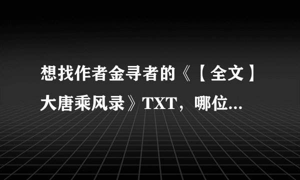 想找作者金寻者的《【全文】大唐乘风录》TXT，哪位大佬有百度网盘？