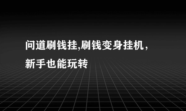 问道刷钱挂,刷钱变身挂机，新手也能玩转