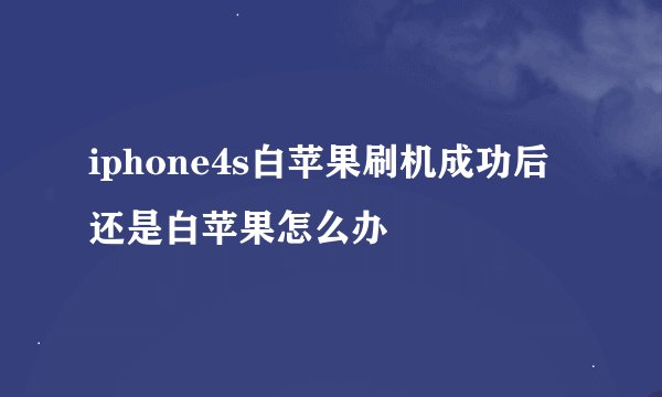 iphone4s白苹果刷机成功后还是白苹果怎么办