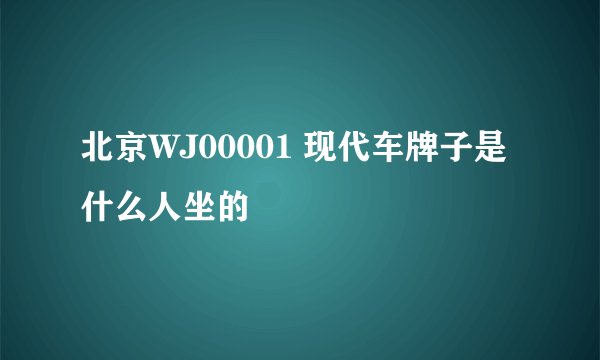 北京WJ00001 现代车牌子是什么人坐的