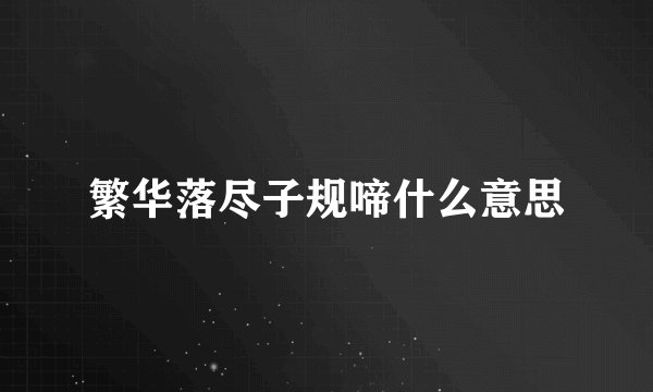 繁华落尽子规啼什么意思