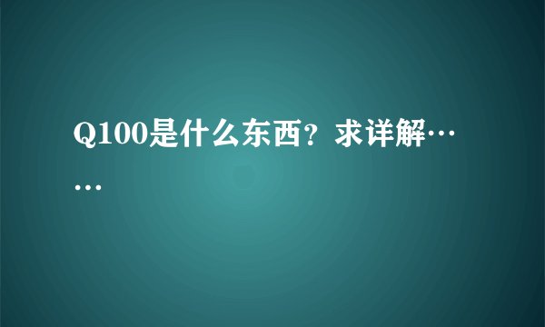 Q100是什么东西？求详解……