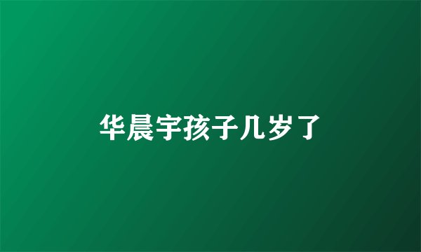 华晨宇孩子几岁了