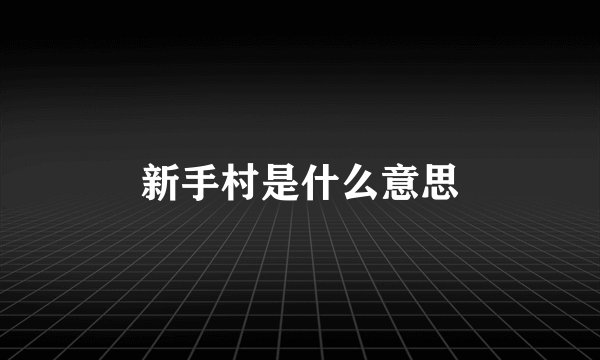 新手村是什么意思