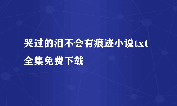 哭过的泪不会有痕迹小说txt全集免费下载