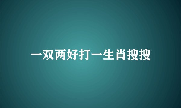 一双两好打一生肖搜搜
