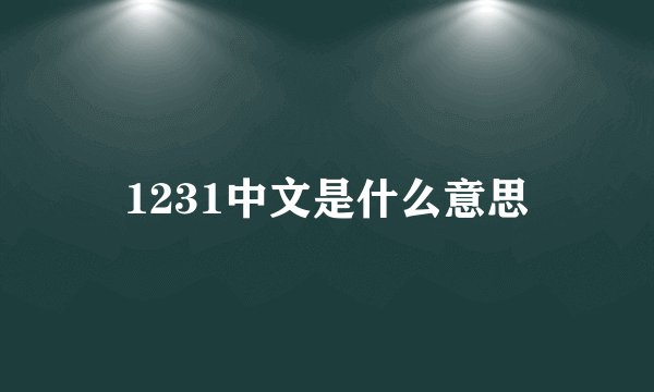 1231中文是什么意思
