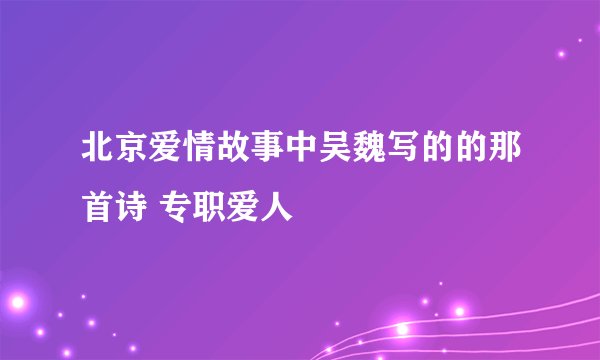 北京爱情故事中吴魏写的的那首诗 专职爱人