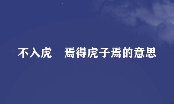 不入虎宍焉得虎子焉的意思