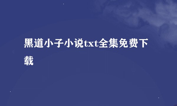 黑道小子小说txt全集免费下载