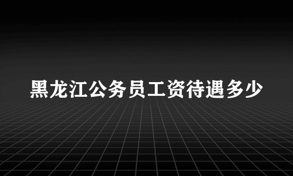 黑龙江公务员工资待遇多少