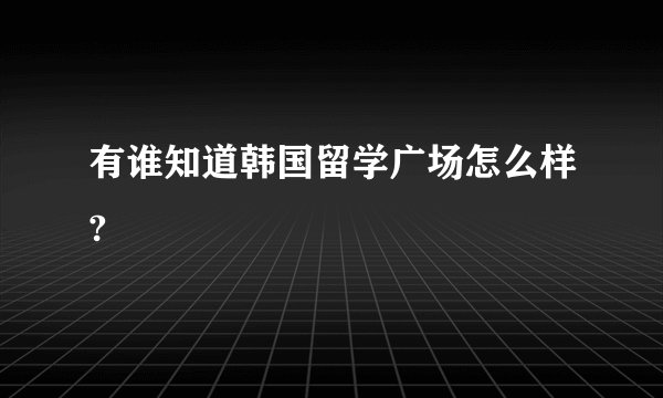有谁知道韩国留学广场怎么样?