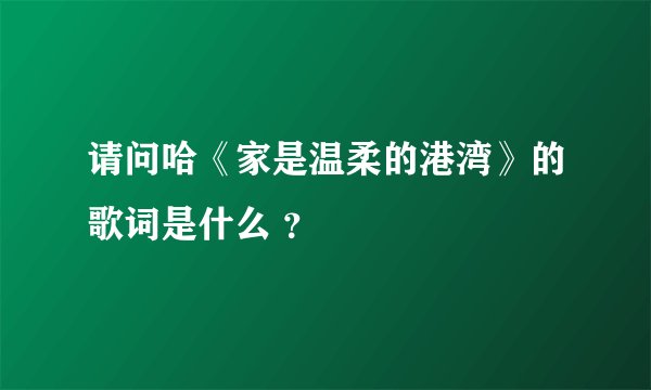 请问哈《家是温柔的港湾》的歌词是什么 ？