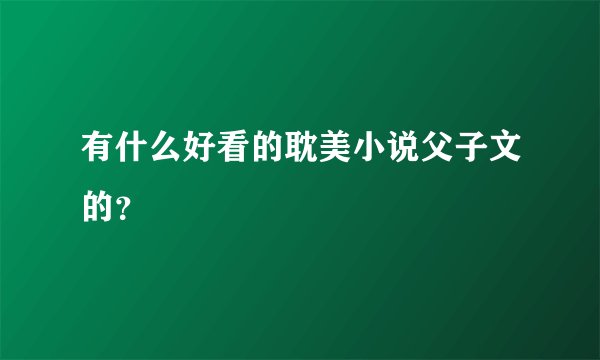 有什么好看的耽美小说父子文的？