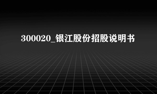 300020_银江股份招股说明书