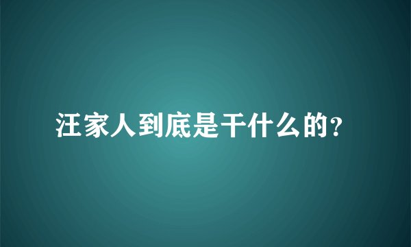 汪家人到底是干什么的？