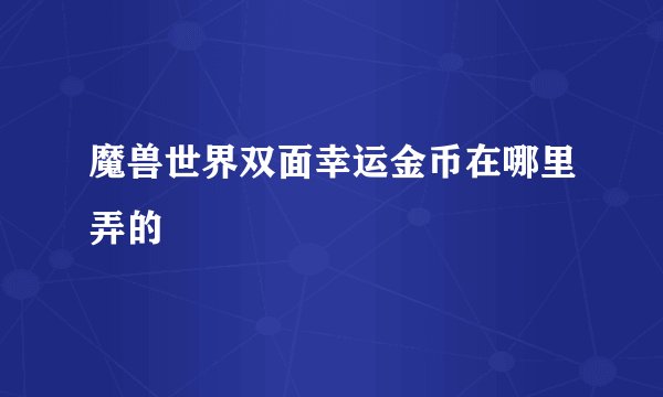 魔兽世界双面幸运金币在哪里弄的
