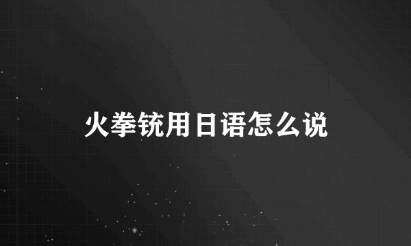 火拳铳用日语怎么说